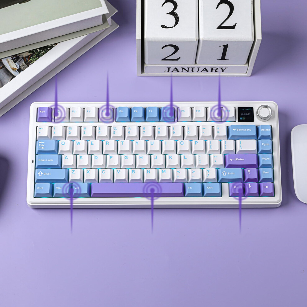 Epomaker X Aula F75 Max Tri-Mode Wireless Gaming Keyboard, Tft Screen, Knob, Hot Swappable, 2.4Ghz/Type-C/Bt5.0, Gasket Creamy, For Pc/Mac/Office/Gam 5004562546698