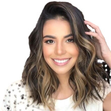Side Part Water Wave Shoulder-Length Curly Big Wave Gradient Brown Wig for Women
