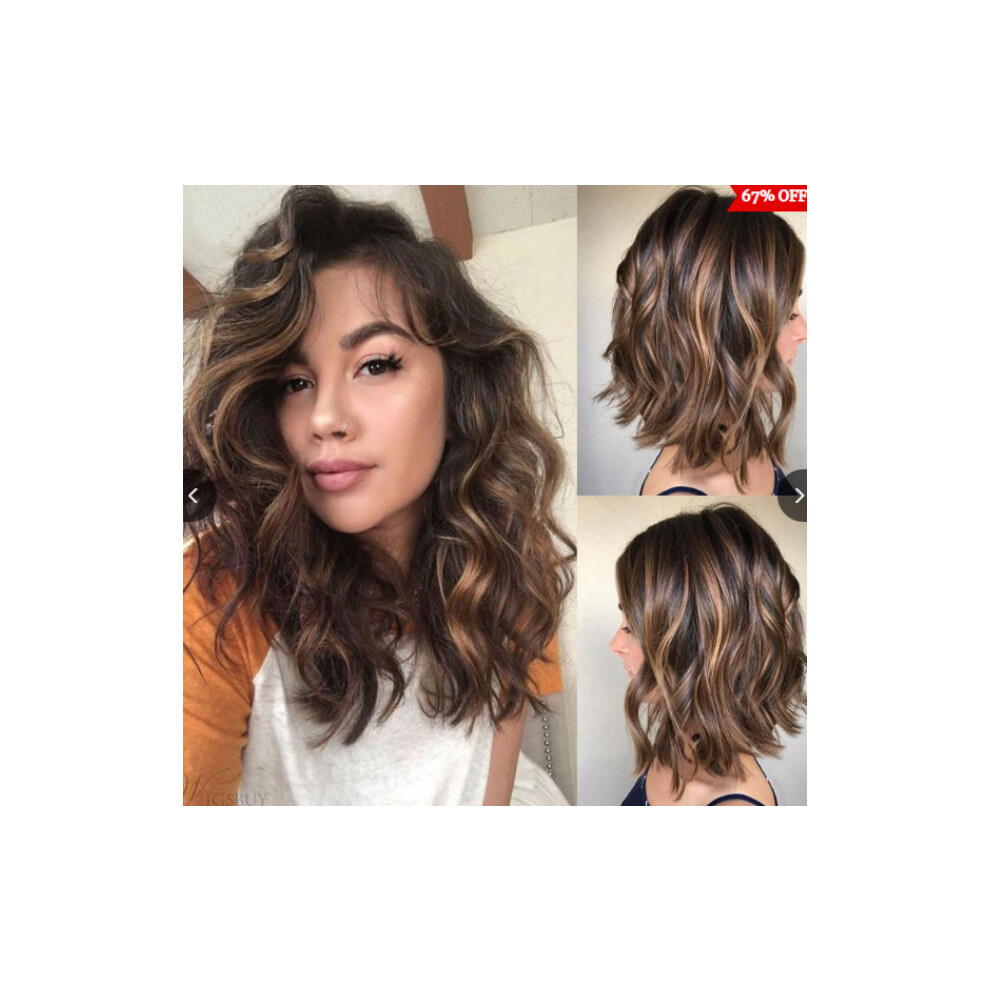 Unisex Brown Trendy Long Gradient High-Temp Silk Wig Cap For Women