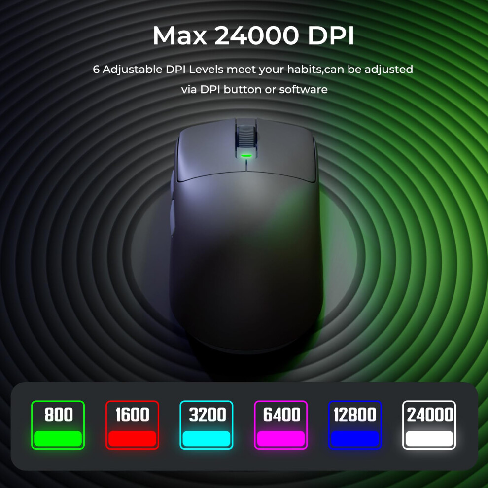 Rk Royal Kludge M30 Wireless Gaming Mouse 43G Ultra- With Pixart Paw3311 Sensor, 24000 Dpi, Tri-Mode Bt/2.4G/Wired Computer Mouse 250Mah Battery Light 5006598244821