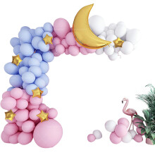 Ensemble de guirlandes de ballons roses lune pour décoration de fête d'anniversaire et de festival - Ballons en latex macarons