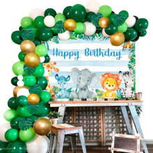 Kit d'arche de ballons animaux de la jungle verte pour fête d'anniversaire d'enfants