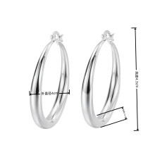925 Silver Exaggerated Shiny Round Double-Pointed Large Hoop Earrings Jewelry