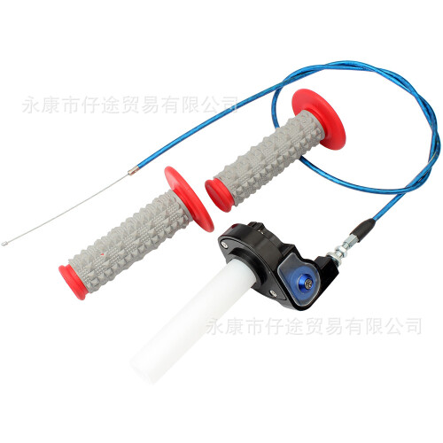 Off-Road ATV 50CC-250CC Large Twist Throttle Pull Wire & Particle Handlebar Grips Blue