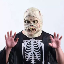 Maschera da zombie in lattice per Halloween, costume da casa stregata, escape room, horror, capelli lunghi, maschera da fantasma