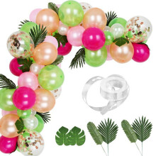 Ensemble de guirlandes de ballons verts, kit de décoration pour fête d'anniversaire tropicale hawaïenne sur le thème des flamants roses