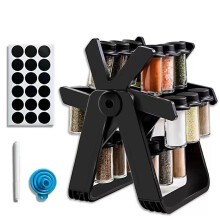 Ensemble de porte-épices rotatif en verre, organisateur de rangement de cuisine, carrousel à épices