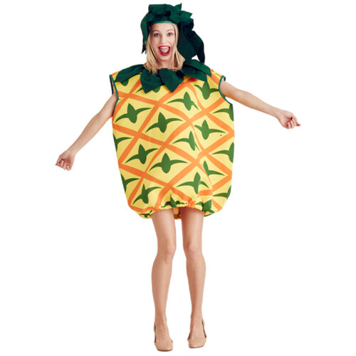 Fruit Pineapple Costume for Halloween Cosplay Stage Performance with Hat