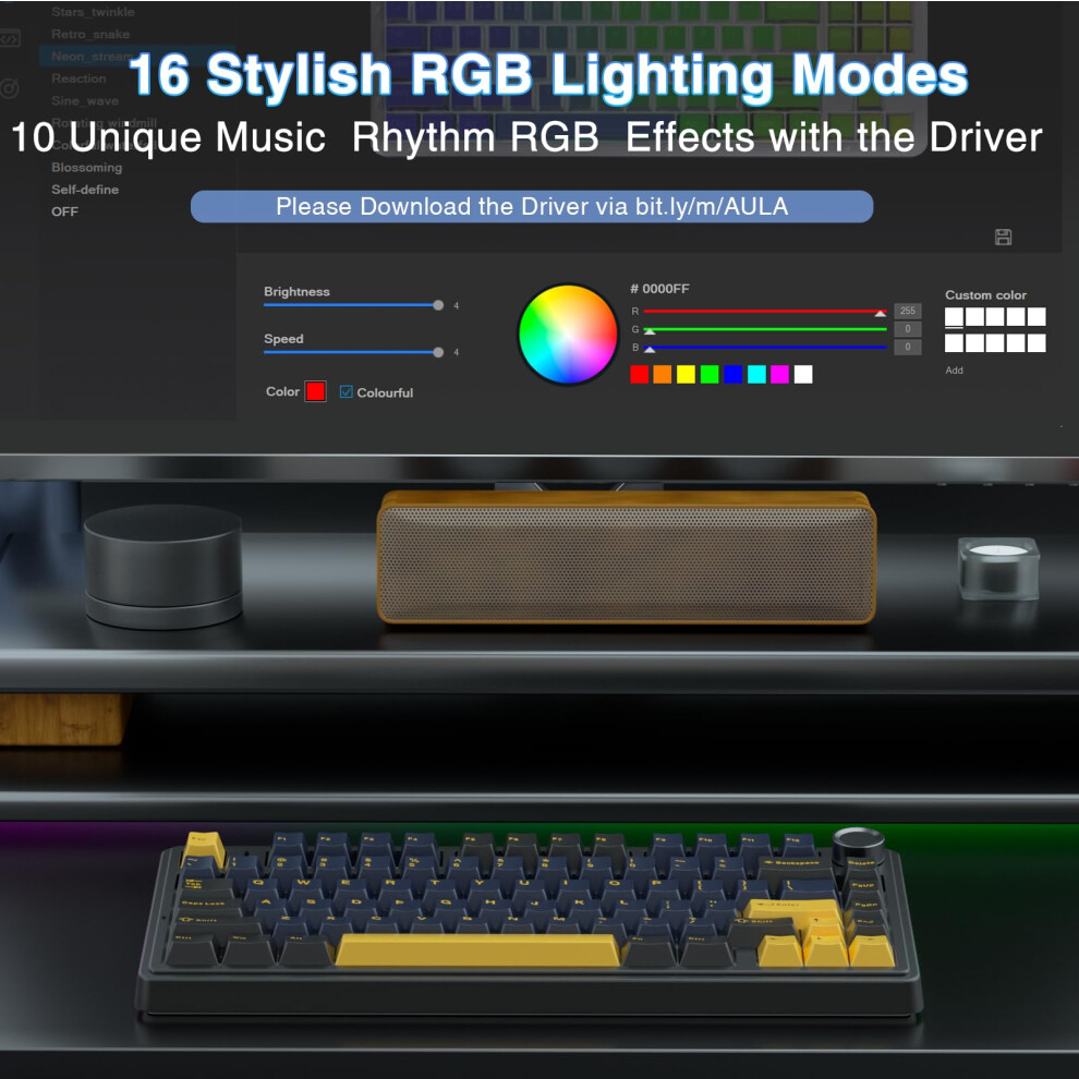 Aula F75 75% Wireless Mechanical Keyboard,2.4Ghz/Type-C/Bt5.0 Gaming Keyboards,Advanced Structure,Rgb Backlight,Hot Swappable Custom Keyboard For Pc/ 5007432490336