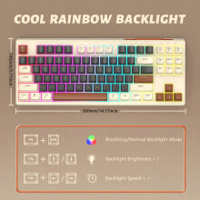 ATTACK SHARK FREEWOLF M87 80% Wireless Gaming Keyboard, 87 Keys TKL LED Mechanical Feeling SA PBT Keyboard Bluetooth 5.0/2.4Ghz Dual Mode with 4000mA