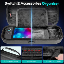 [Charge Inside] Case for Nintendo Switch 2 2025, Portable Travel Carry Case with Charging Hole and 10 Game Cartridges, Protective Hard Shell Carrying