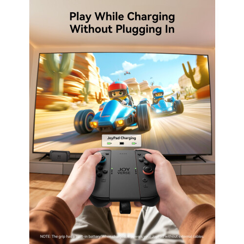 JSAUX Charging Grip for Switch 2 JoyCon, Built-in Battery & Playing While Charging, Ergonomic Controller Charger Handle Grip Set for Nintendo Switch 2