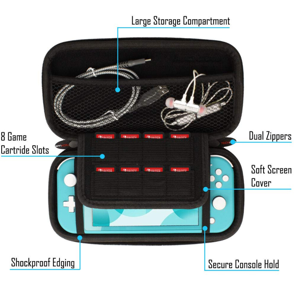 Photos - Other Toys TECHGEAR Switch Lite Case, Hard Protective Travel Cover, 8 Game Slots [Grey]