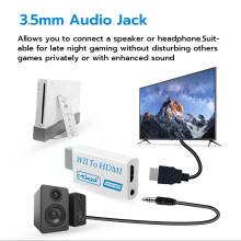 Mcbazel Wii to HDMI Adapter with 1.5m HDMI Cable, Supports All Wii Display Modes, Includes 3.5mm Audio Output, Wii HDMI Adapter for Smart TV, Wii to