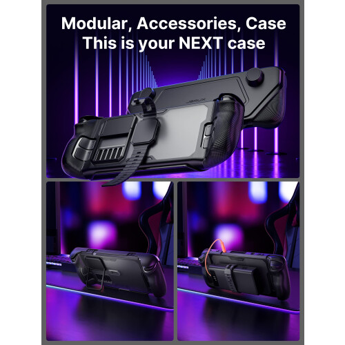 JSAUX ModCase Compatible with Steam Deck, PC0104 Modular Valve Accessories Include Protective Case, Face Cover, Metal Bracket and Strap - Basic Set 1