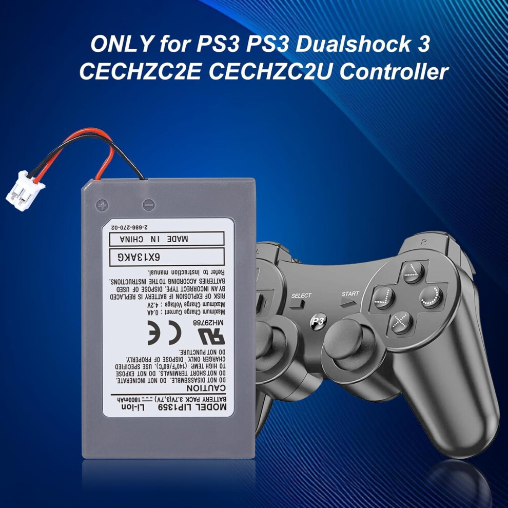 Battery For Ps3 Controller, 2 X 1800 Mah 3.7 V Lip1359 Replacement Battery For Playstation 3 Ps3 Dualshock 3 Wireless Controller Cechzc2e Cechzc2u Wi 5005656926488