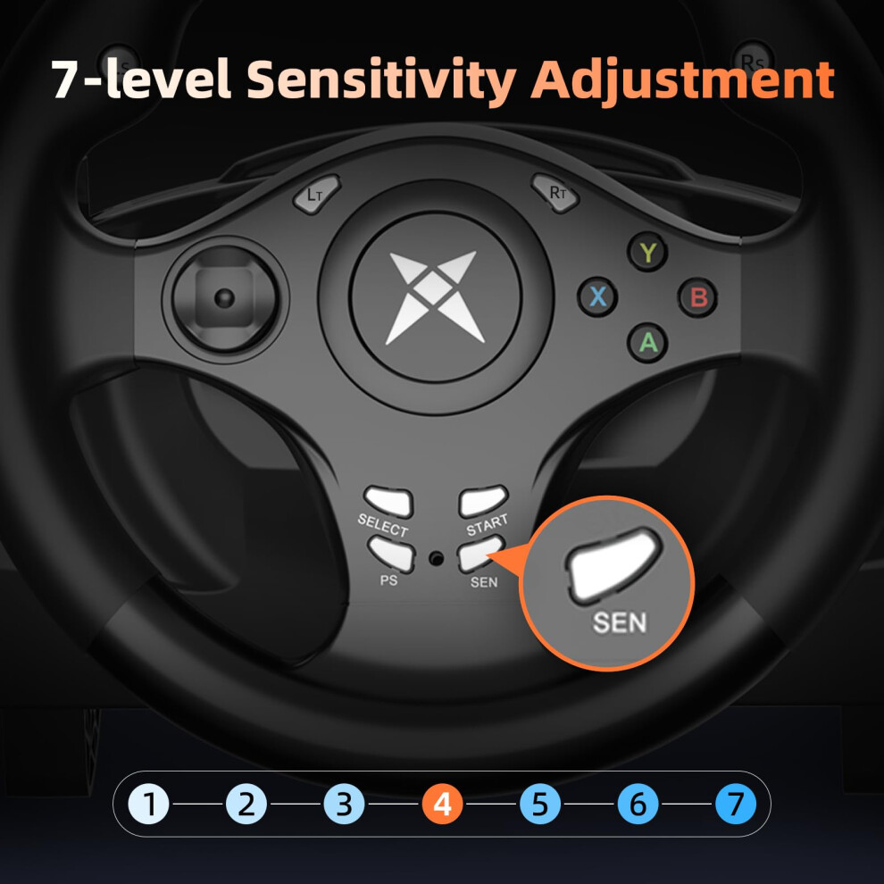 Doyo Gaming Steering Wheel With Pedals, 270 Degree Pc Racing Wheel With Vibration Feedback, Steering Wheel For Pc, Ps4, Ps3, Xbox One, Switch, Xbox 5009850653935