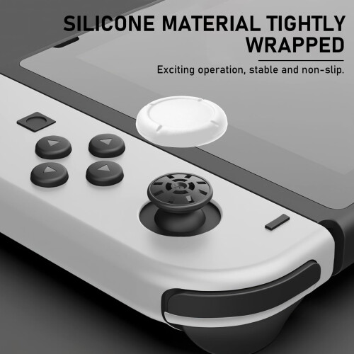 Replacement Button Caps for Switch Joycon, 4PCS Thumbsticks Protector Covers for Switch/Lite White Silicone Protective Accessories for Joystick 3D Gr 2