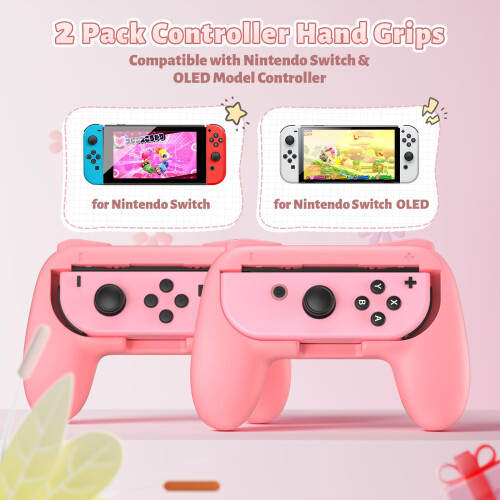 FASTSNAIL Grips Compatible with Switch Controller&OLED Model for JoyCon, Wear-resistant Handle Kit for Switch Controller&OLED Model for JoyCons, 2 Pa 2
