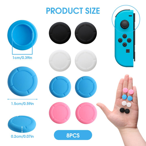 Replacement Button Caps for Switch Joycon, 8PCS Thumbsticks Protector Covers for Switch/Lite Silicone Protective Accessories for Joystick 3D Grips Ca 1