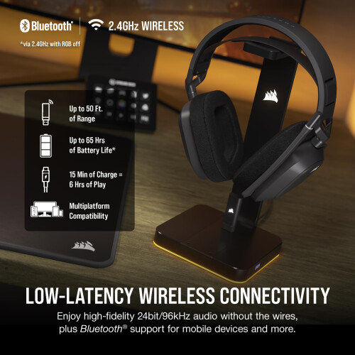 Corsair Corsair HS80 MAX WIRELESS Multiplatform Gaming Headset with Bluetooth – Dolby Atmos – Broadcast Quality Microphone – iCUE Compatible – PC, Mac 2