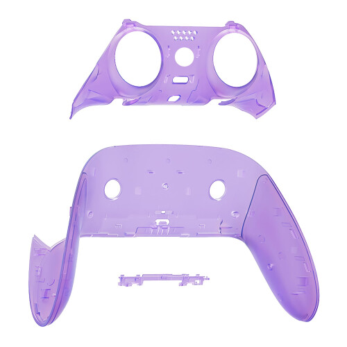 eXtremeRate Top Bottom Decorative Trim Shell Compatible with ps5 Edge Controller DIY Replacement Front Back Clip Shell, Custom Clear Atomic Purple Pl 1