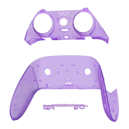 eXtremeRate Top Bottom Decorative Trim Shell Compatible with ps5 Edge Controller DIY Replacement Front Back Clip Shell, Custom Clear Atomic Purple Pl 2