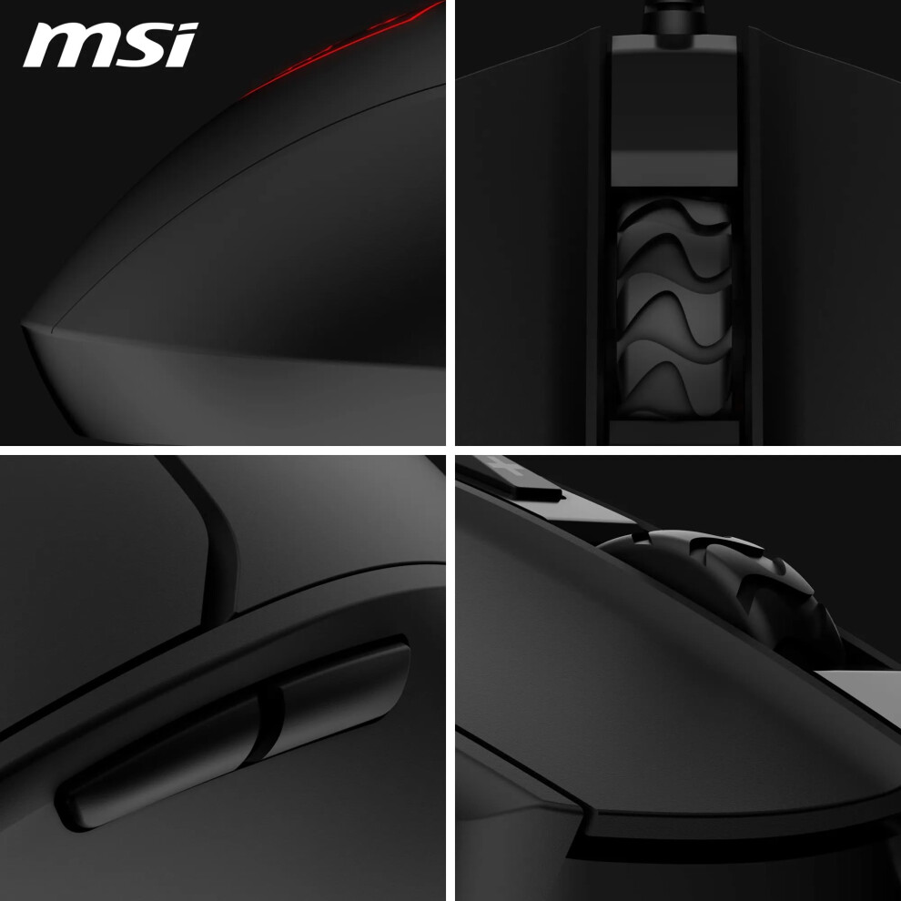 Msi Forge Gm100 Gaming Mouse - 6400Dpi Optical Sensor, Symmetrical, 10M+ Click Switches, 7-Buttons, 8Ms Latency, Rgb Led, 108G - Wired