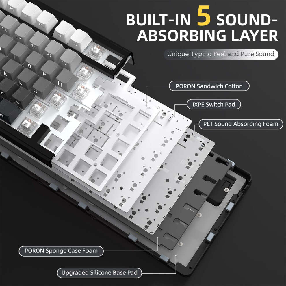 Photos - Headphones A.JAZZ x ATTACK SHARK X85 Gasket Mechanical Keyboard,75 Wireless Gaming Keyboard with Knob,5-Layer Padding,PBT Side-Printed