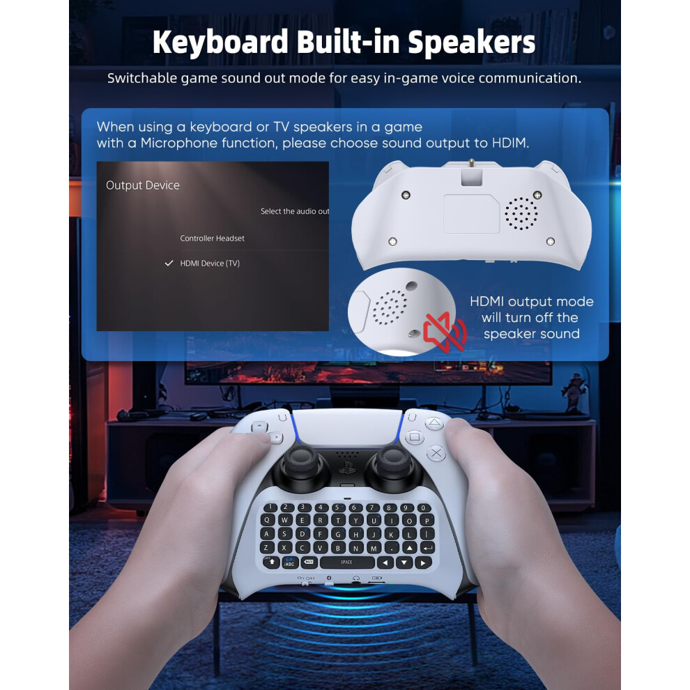 Wireless Controller Keyboard For Ps5/Ps5 Pro, Bluetooth 3.0 Mini Portable Gamepad Chatpad With Built-In Speaker & 3.5Mm Audio Jack For Playstation 5/ 5008463948087