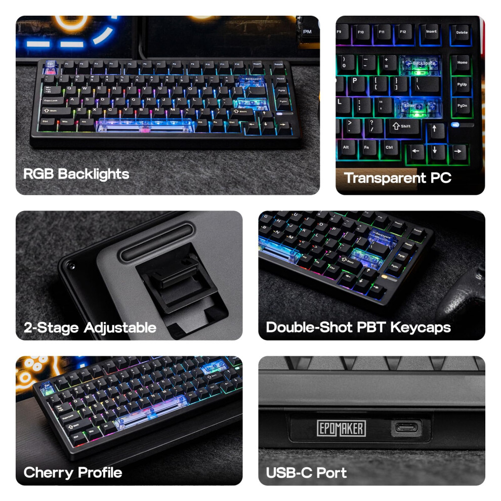 Epomaker He80 Hall Effect Gaming Keyboard, 8K Polling & 32K Scan, Creamy Gasket, Dks, Socd, Rgb Backlit, Hot-Swappable, Wired Gaming Keyboard For Pc 5006204716957