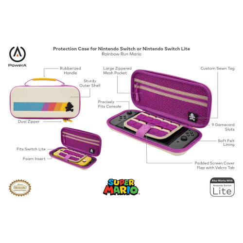 PowerA Rainbow Run Mario Protective Case for Nintendo Switch Gaming Console 1