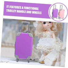2 valigie in miniatura per bambole con carrello. Mobili per casa delle bambole.