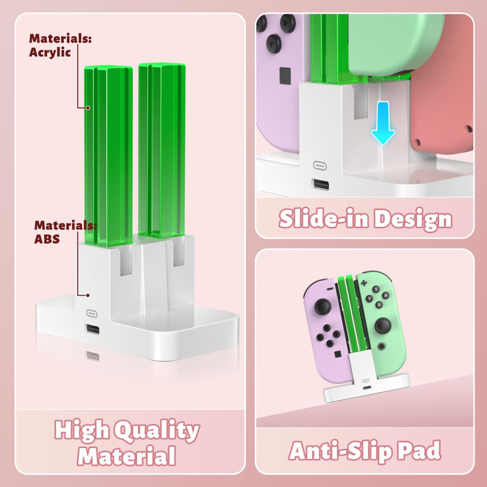 Fastsnail Charging Dock Compatible With Nintendo Switch For Joy Con & Oled Model Controller With Lamppost Led Indication, Charger Stand Station With 5006066877681