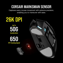 Corsair DARKSTAR WIRELESS MMO/MOBA Gaming Mouse - 26,000 DPI - 15 Programmable Buttons - Strain-Reducing Design - Long Battery Life - Black