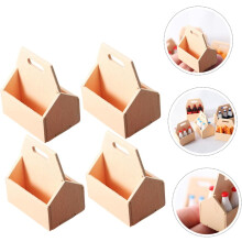 4 pezzi Mini cestini portaoggetti per casa in legno Mini cestini portaoggetti per casa delle bambole Modello di cestino