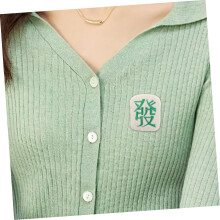 10 spille portafortuna Mahjong con ricamo a forma di carattere cinese, abbellimento Mahjong, toppe ricamate Mahjong