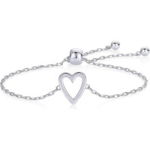 (D) Heart-Shaped Openwork Bracelet For Women Adjustable Love Friendship Two Bracelet