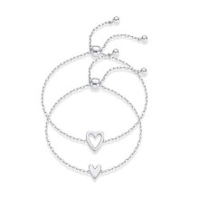 (F) Heart-Shaped Openwork Bracelet For Women Adjustable Love Friendship Two Bracelet