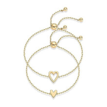 (E) Heart-Shaped Openwork Bracelet For Women Adjustable Love Friendship Two Bracelet