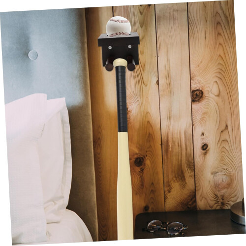 1Pc Multi Functional Wooden Baseball Bat Holder Walnut Finish Vertical Display Rack 2