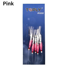 (Pink) 5Pcs/Lot Soft Fishing Lure Rigs with Barbed Hooks Crystal String Hooks Bait Jigs Lures Fishing Tackle Accessories