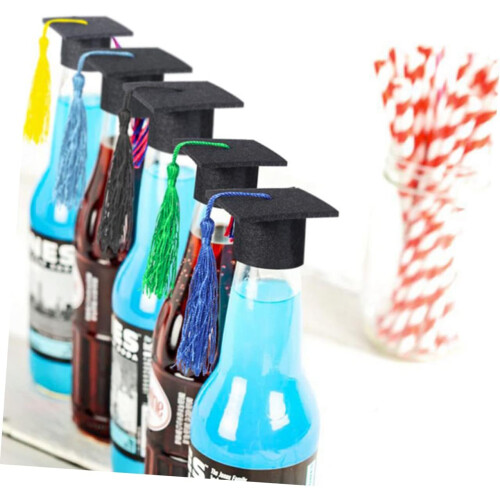 Unique Mini Doctoral Shape Wine Bottle Cover Set Tassels for Party Decor 2