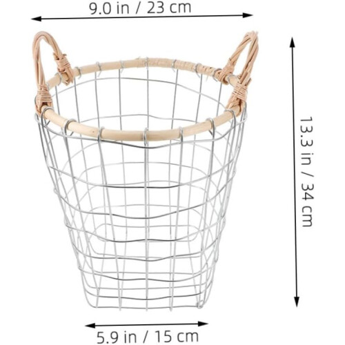 Vintage Grid Pattern Metal Storage Basket Large Capacity Rustic Wire Basket 1