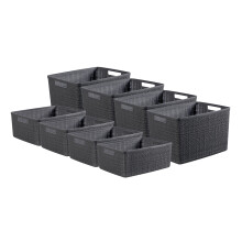 Curver Jute Basket Bundle 4x Medium 4x Large, Deep Shadow Grey