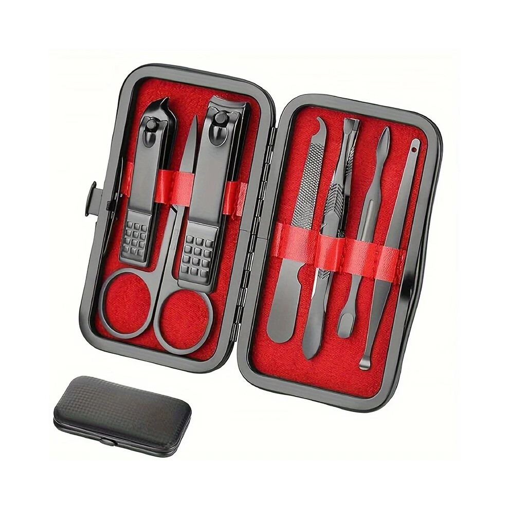 Stoyotu (Black-Red 7 Pcs) 7/10/12/20/24Pcs Manicure Set Nail Clipper Set Convenient Beauty Tool Nail Clipper Nail Trimmer Pedicure Knife Ear Peeling Knife