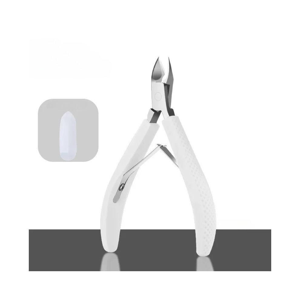 Stoyotu (White) New Stainless Steel Cuticle Cutters Fingernail Clipper Nail Cuticle Scissors Manicure Remover Dead Skin Nippers Silicone Handle