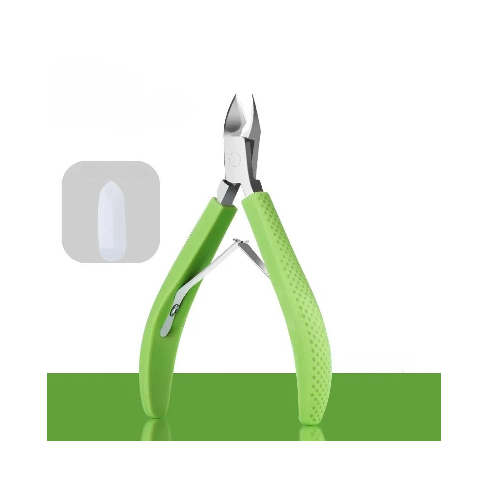 Stoyotu (Green) New Stainless Steel Cuticle Cutters Fingernail Clipper Nail Cuticle Scissors Manicure Remover Dead Skin Nippers Silicone Handle