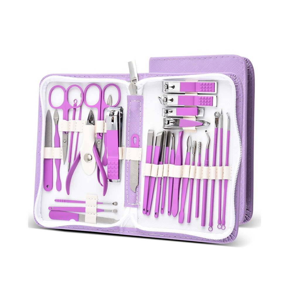 Stoyotu (Purple 30 Pcs) 30Pcs Nail Clippers Stainless Steel Nail Clippers Pedicure Kit Trim Care Manicure Tools And Convenient Travel Kit