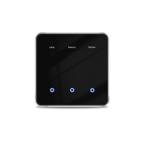 Zigbee DIY Name  EU All Black Touch Panel  Display Screen Light  Work with Tuya  Life App 3 Gangs